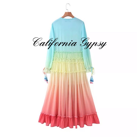 Rainbow Ombré Chiffon Coverup Duster RESTOCKED🎉 - Picture 12 of 16
